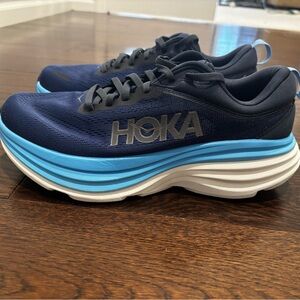 HOKA Navy and Light Blue Running Shoes - Like New!